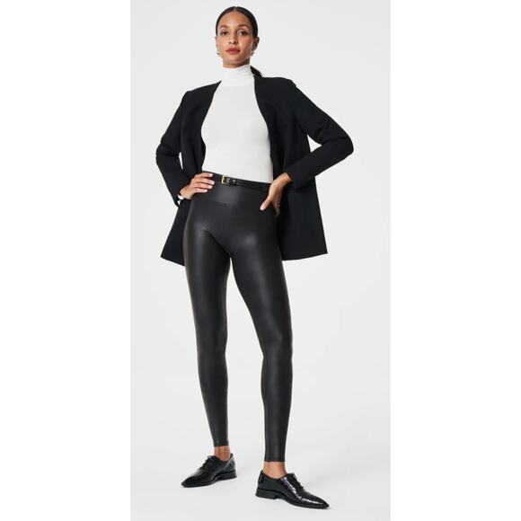 Spanx Faux Leather High Rise Leggings in Black Size Large - Picture 1 of 6